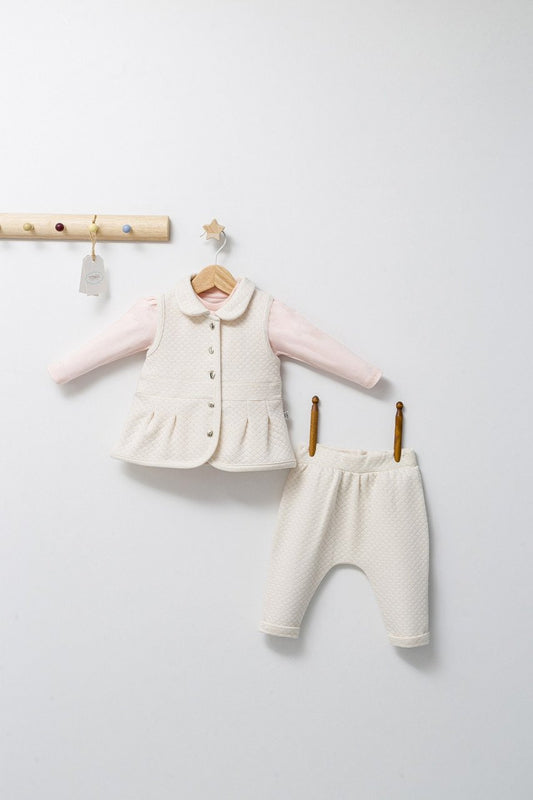Set 3 piese: pantaloni, bluzita si vestuta eleganta pentru bebelusi Paris Love, Tongs baby
