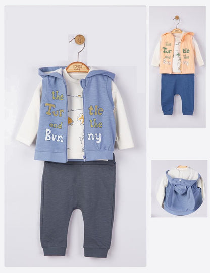 Set 3 piese: pantaloni, bluzita si vestuta pentru bebelusi, Tongs baby