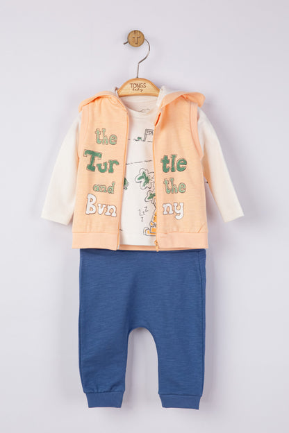 Set 3 piese: pantaloni, bluzita si vestuta pentru bebelusi, Tongs baby