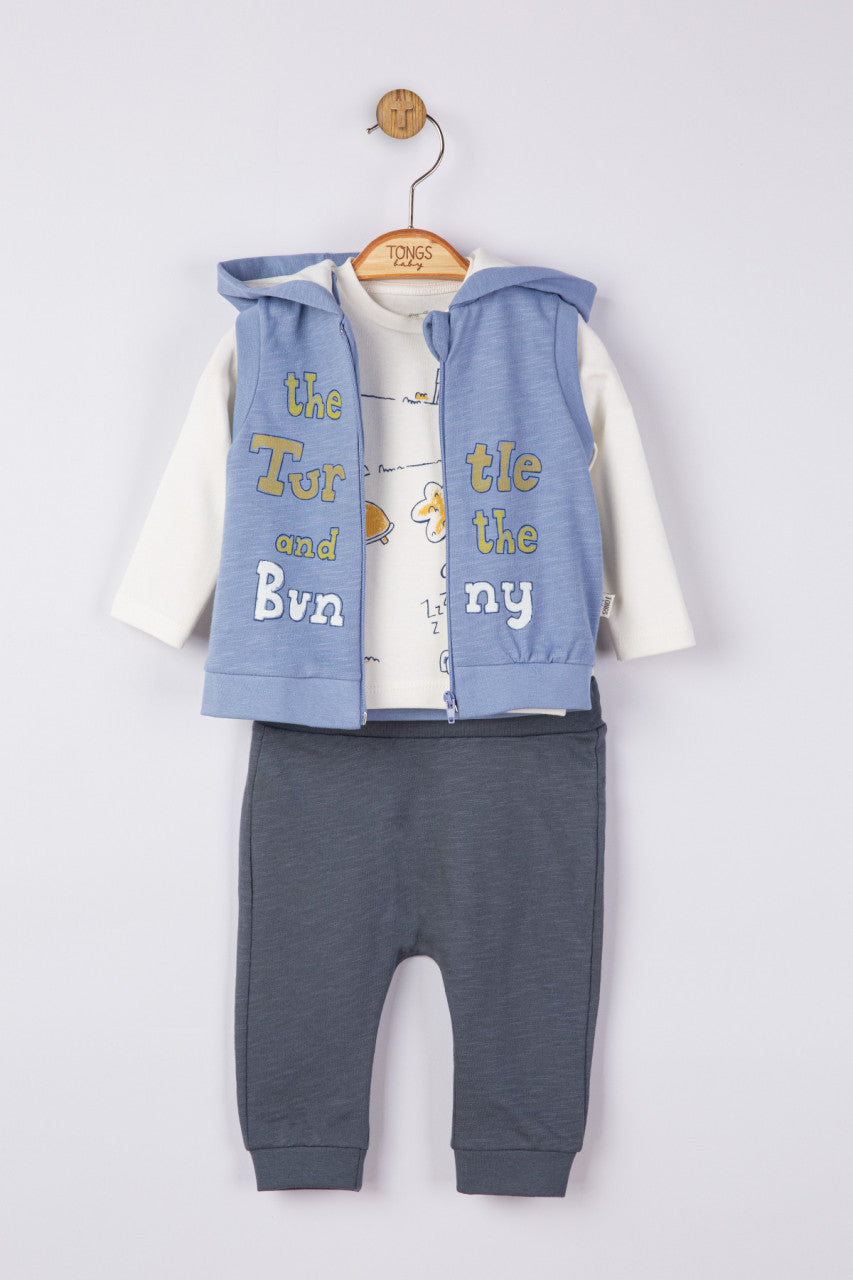 Set 3 piese: pantaloni, bluzita si vestuta pentru bebelusi, Tongs baby