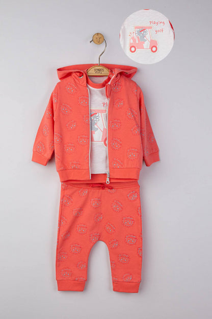 Set 3 piese: pantaloni, tricou si hanorac pentru bebelusi, Tongs baby