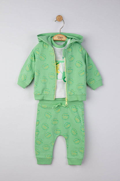 Set 3 piese: pantaloni, tricou si hanorac pentru bebelusi, Tongs baby