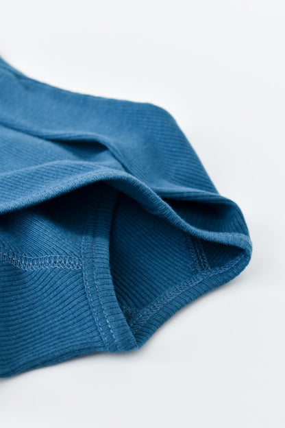 Set 4 piese: bluza, pantaloni, caciulita si manusi din bumbac organic si modal - Bleumarin, BabyCosy