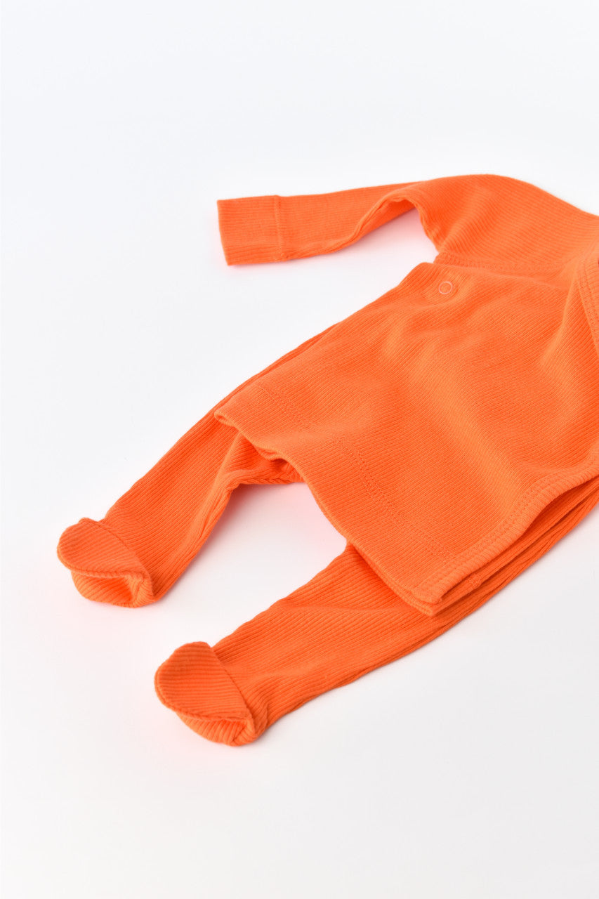 Set 4 piese: bluza, pantaloni, caciulita si manusi din bumbac organic si modal - Rodie, BabyCosy