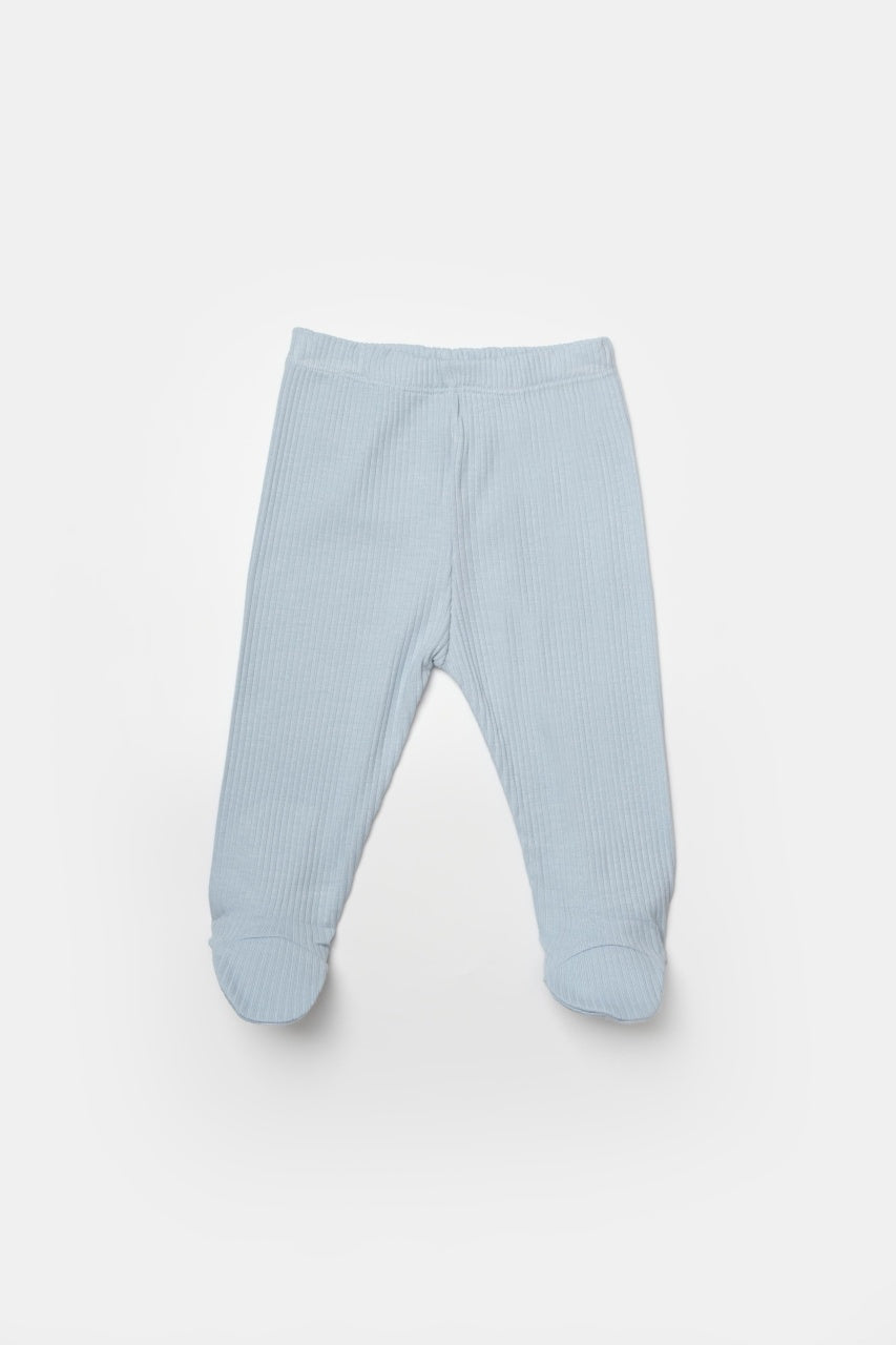 Set 4 piese:body, pantaloni, baveta si caciulita Bamboo, bleu, BabyCosy, 50% bumbac+50%bambus