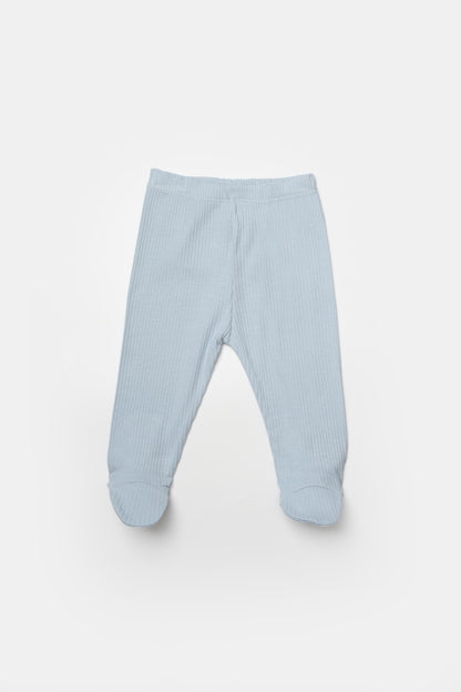 Set 4 piese:body, pantaloni, baveta si caciulita Bamboo, bleu, BabyCosy, 50% bumbac+50%bambus