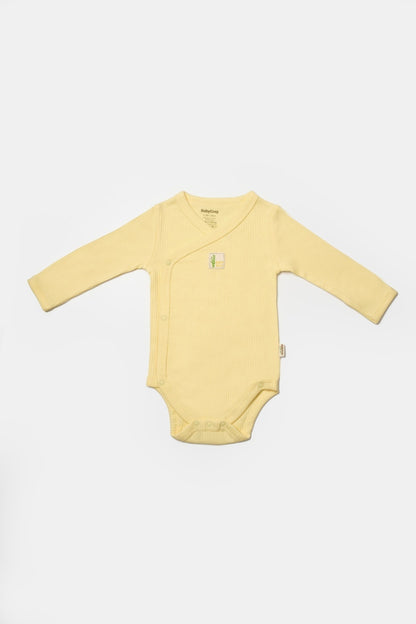 Set 4 piese:body, pantaloni, baveta si caciulita Bamboo, galben, BabyCosy, 50% bumbac+50%bambus