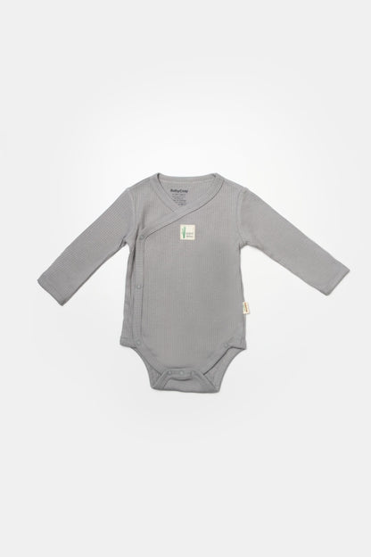 Set 4 piese:body, pantaloni, baveta si caciulita Bamboo, gri, BabyCosy, 50% bumbac+50%bambus