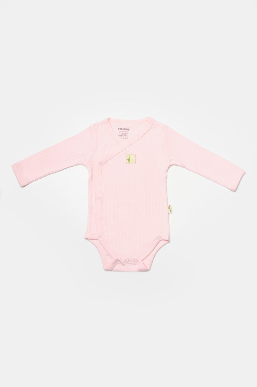 Set 4 piese:body, pantaloni, baveta si caciulita Bamboo, roz, BabyCosy, 50% bumbac+50%bambus