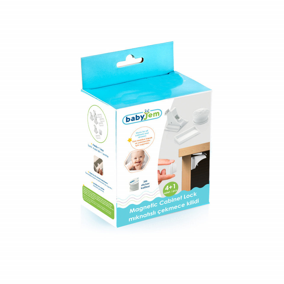 Set 4 sigurante magnetice pentru usi de dulapuri si sertare BabyJem