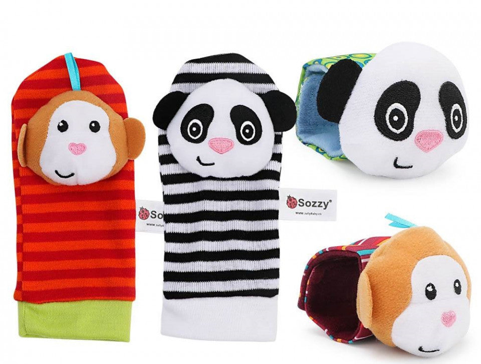 Set 4 zornaitori, pentru bebelusi, bratari si sosetute - model 2 Drool