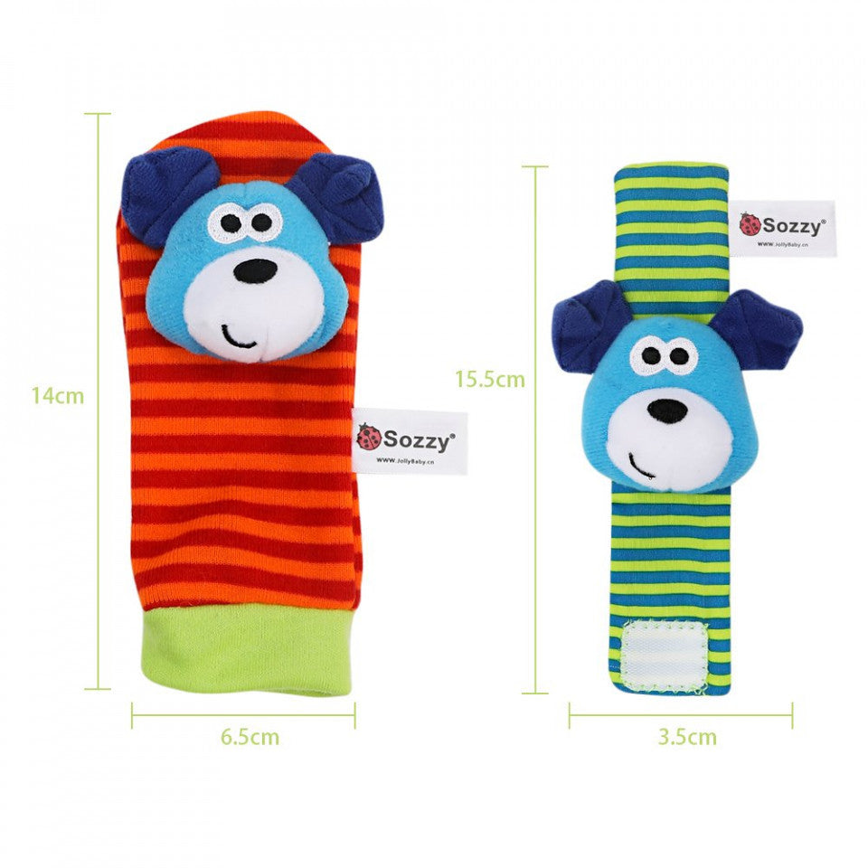 Set 4 zornaitori, pentru bebelusi, bratari si sosetute - model 3 Drool