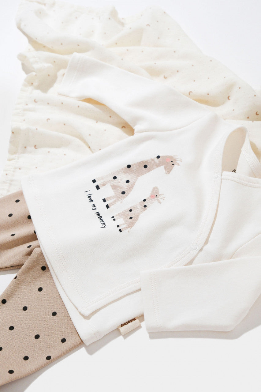 Set 5 piese Girafa, BabyCosy, 100% bumbac organic