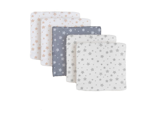 Set 5 prosopele, bumbac organic 100%, 24x24 cm, BabyCosy - Prosopel