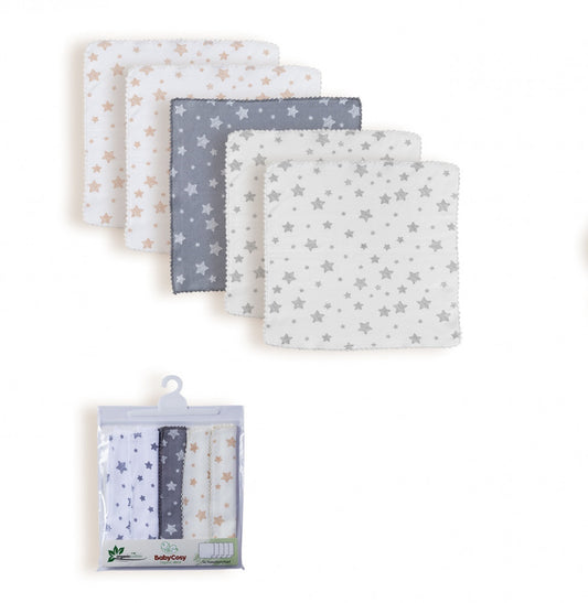 Set 5 prosopele, bumbac organic 100%, 24x24 cm, BabyCosy - Prosopel