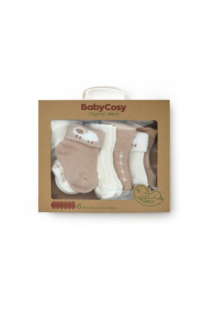 Set 6 perechi ciorapi nou-născut, bej, BabyCosy