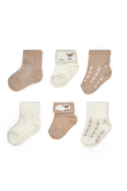 Set 6 perechi ciorapi nou-născut, bej, BabyCosy