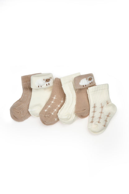 Set 6 perechi ciorapi nou-născut, bej, BabyCosy