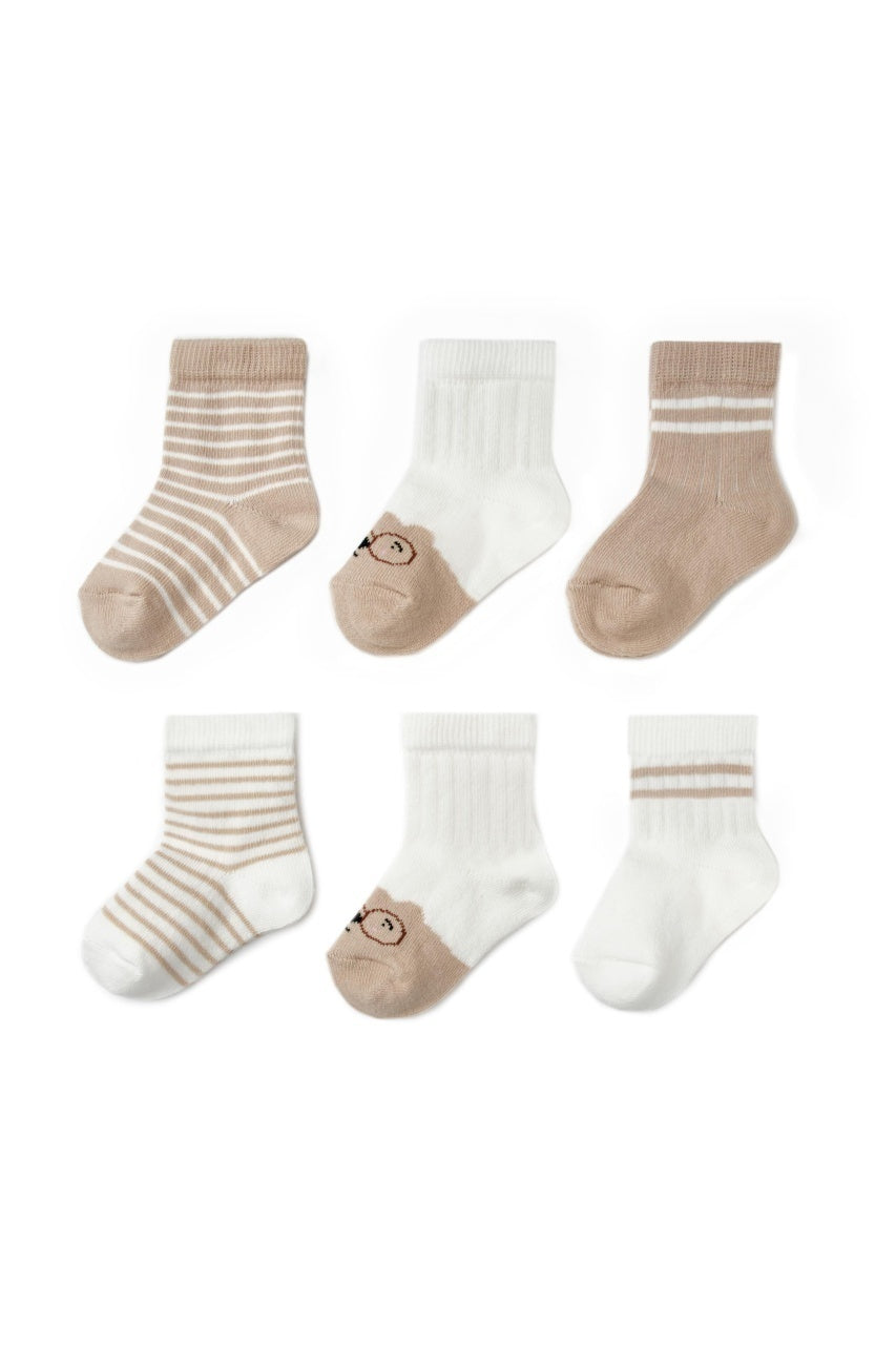 Set 6 perechi ciorapi nou-născut, maro, BabyCosy