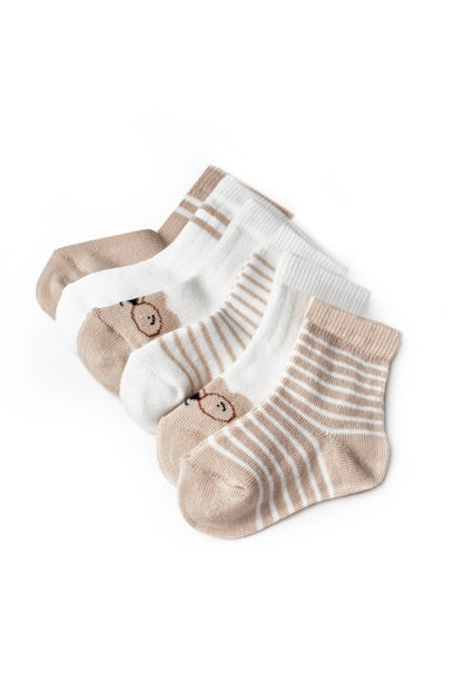 Set 6 perechi ciorapi nou-născut, maro, BabyCosy