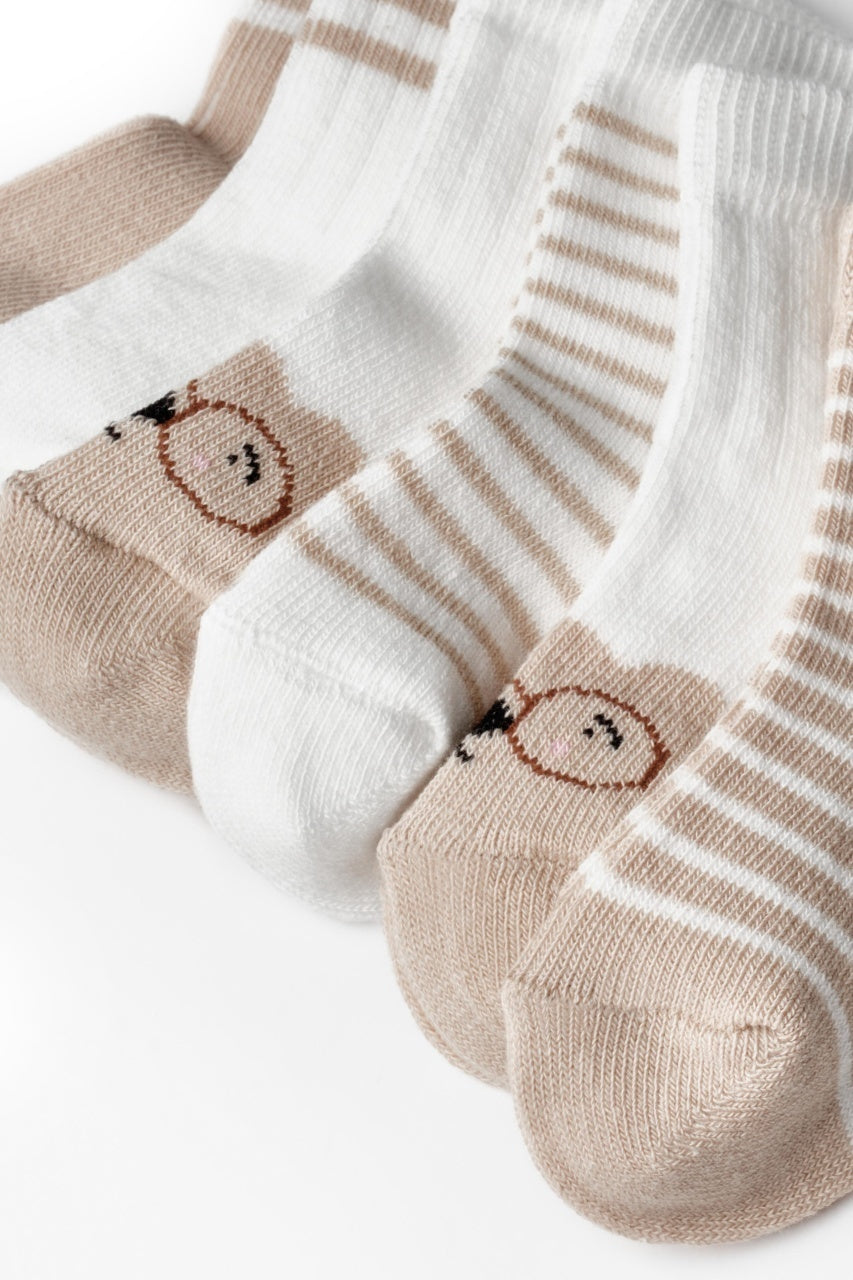 Set 6 perechi ciorapi nou-născut, maro, BabyCosy