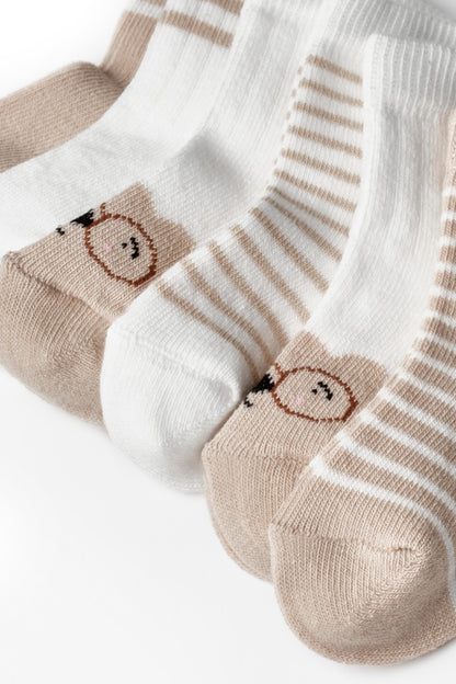 Set 6 perechi ciorapi nou-născut, maro, BabyCosy