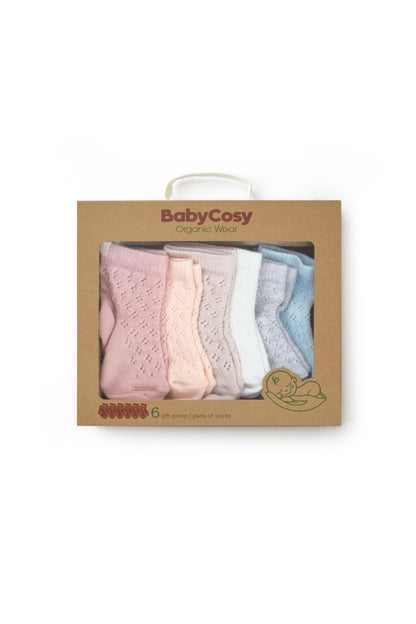 Set 6 perechi ciorapi nou-născut, mix, BabyCosy