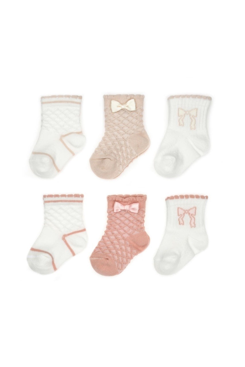 Set 6 perechi ciorapi nou-născut, powder, BabyCosy