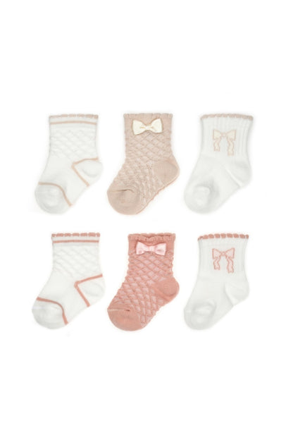 Set 6 perechi ciorapi nou-născut, powder, BabyCosy