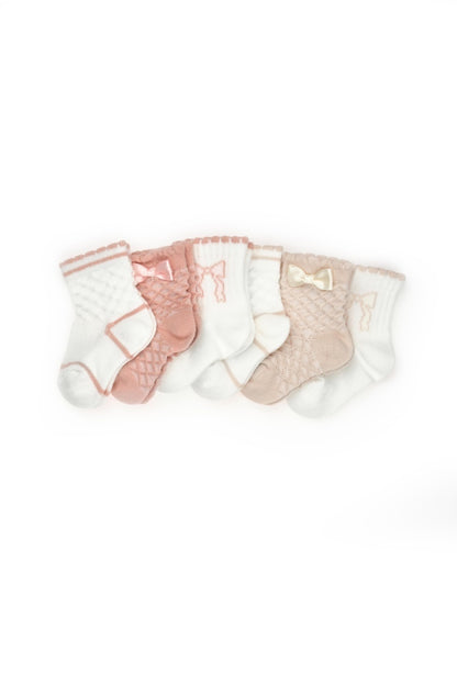 Set 6 perechi ciorapi nou-născut, powder, BabyCosy