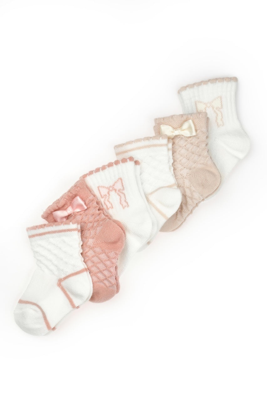 Set 6 perechi ciorapi nou-născut, powder, BabyCosy