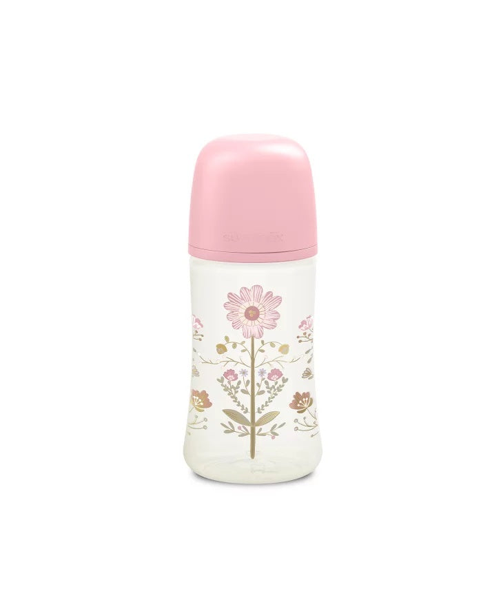 Set biberon 270ml + suzetă 0-6m + lănțișor Roz Gold Premium