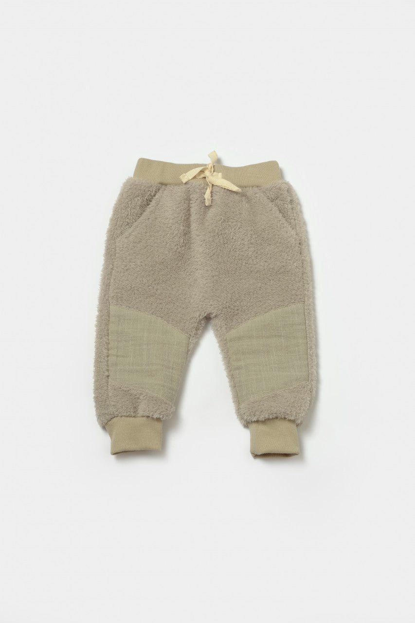 Set bluza cu buzunar si pantaloni Ursulet, Winter muselin, 100% bumbac dublat - Verde, BabyCosy