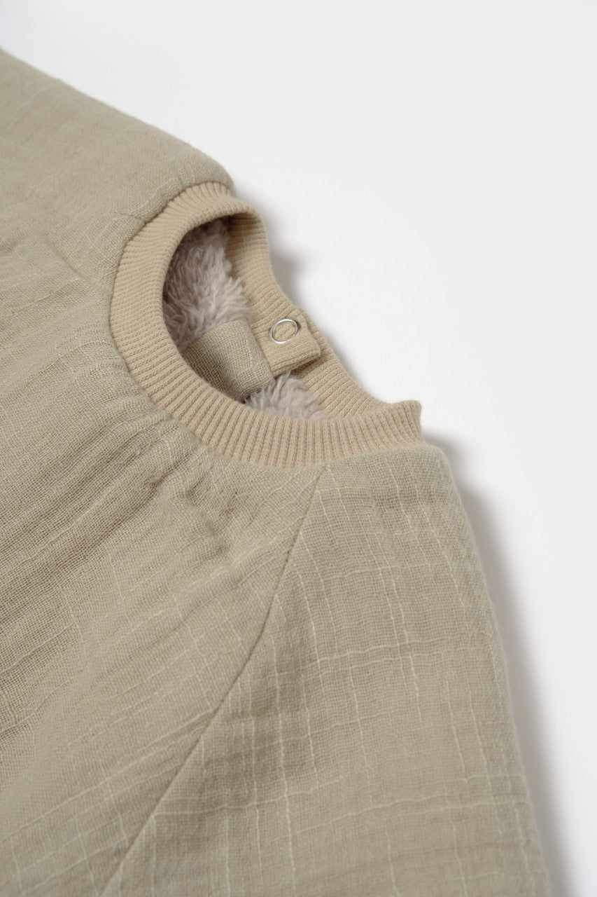 Set bluza cu buzunar si pantaloni Ursulet, Winter muselin, 100% bumbac dublat - Verde, BabyCosy