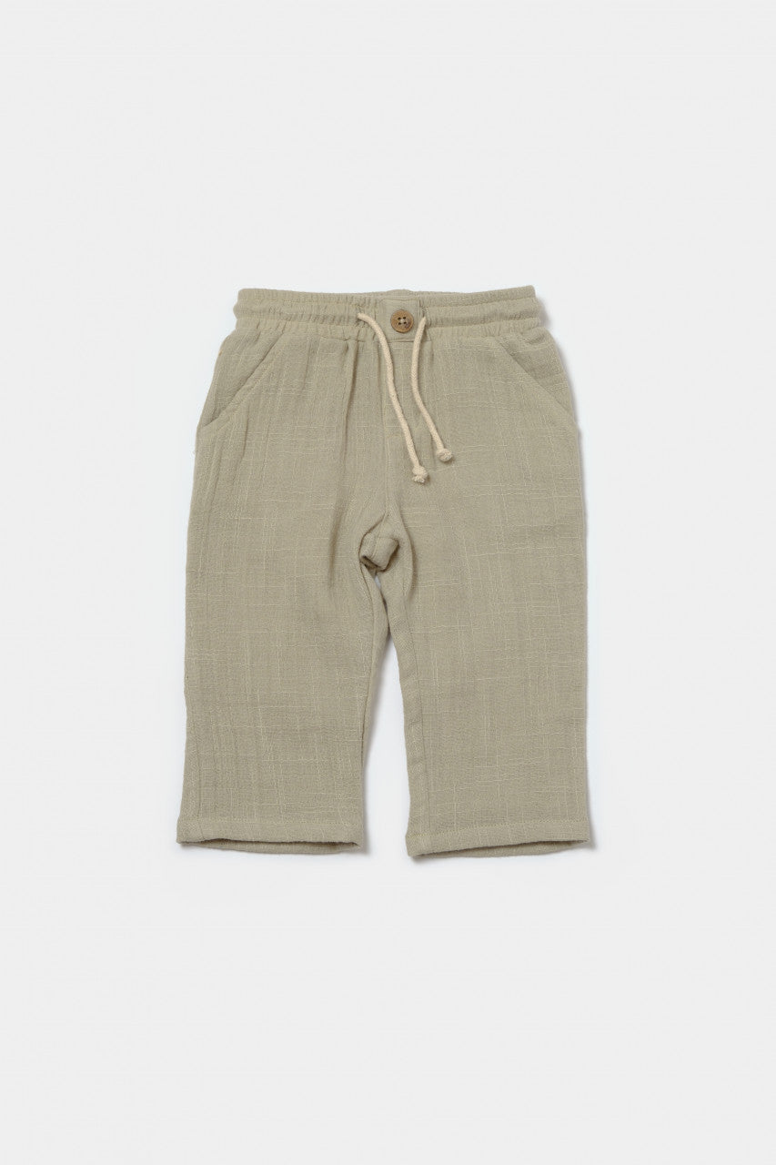 Set bluza cu gluga si pantaloni, Winter muselin, 100% bumbac - Verde, BabyCosy