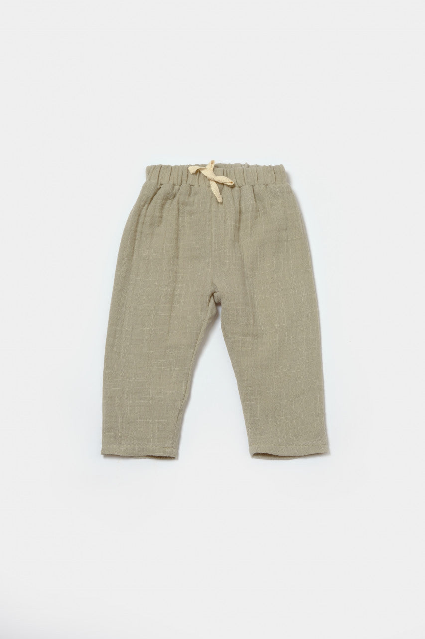 Set bluza cu nasturi si pantaloni , Winter muselin, 100% bumbac - Verde, BabyCosy