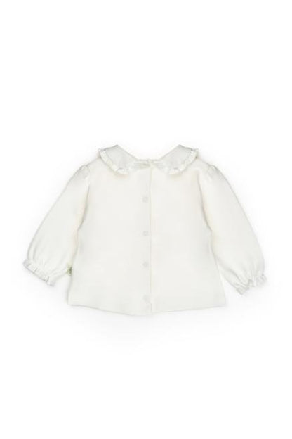 Set bluză cu volănaș și pantalonași, Bow, BabyCosy, 100%bumbac organic