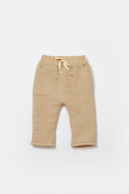 Set bluza dublata si pantaloni, Winter muselin - Apricot, BabyCosy