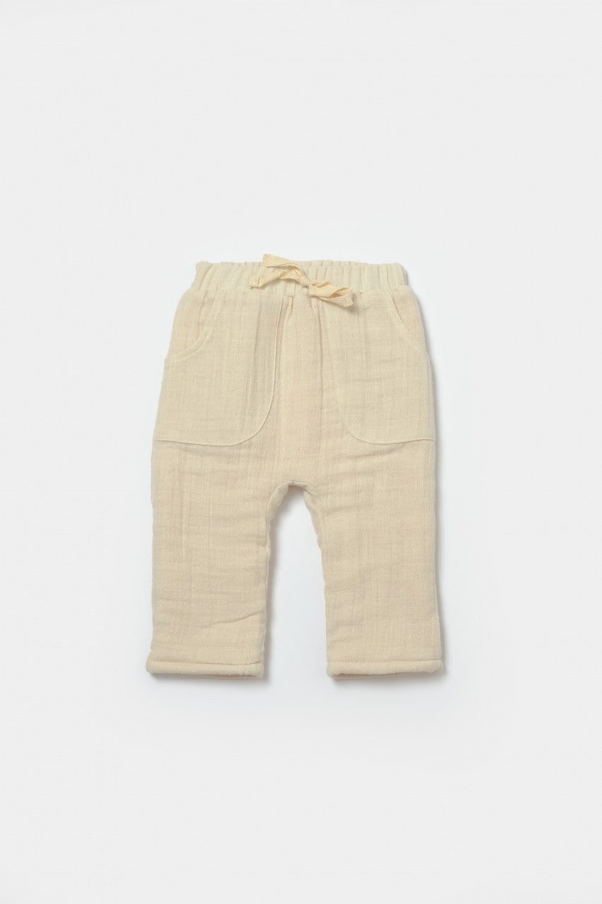 Set bluza dublata si pantaloni, Winter muselin - Stone, BabyCosy