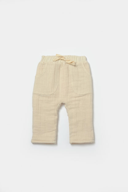 Set bluza dublata si pantaloni, Winter muselin - Stone, BabyCosy
