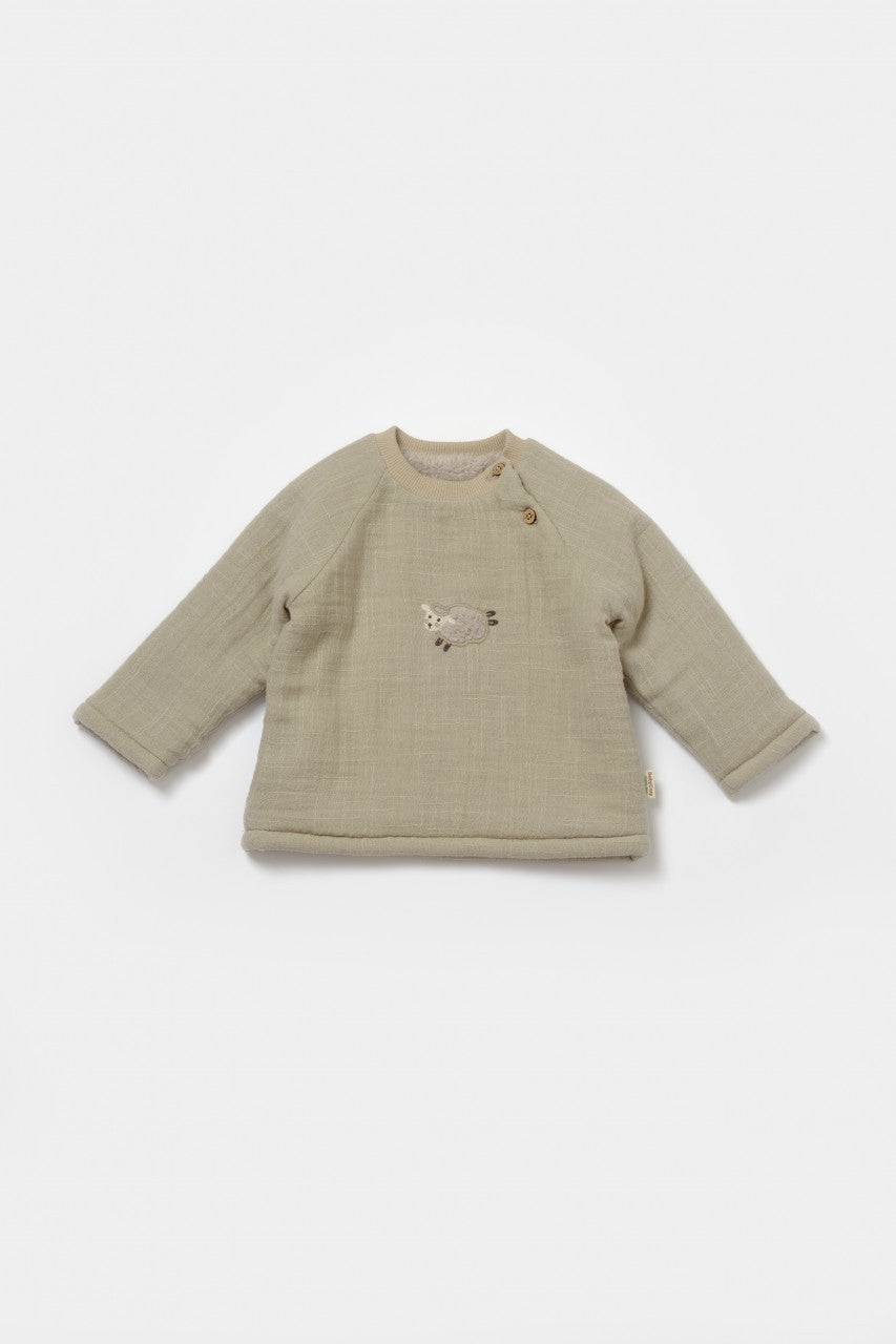 Set bluza dublata si pantaloni, Winter muselin- Verde, BabyCosy