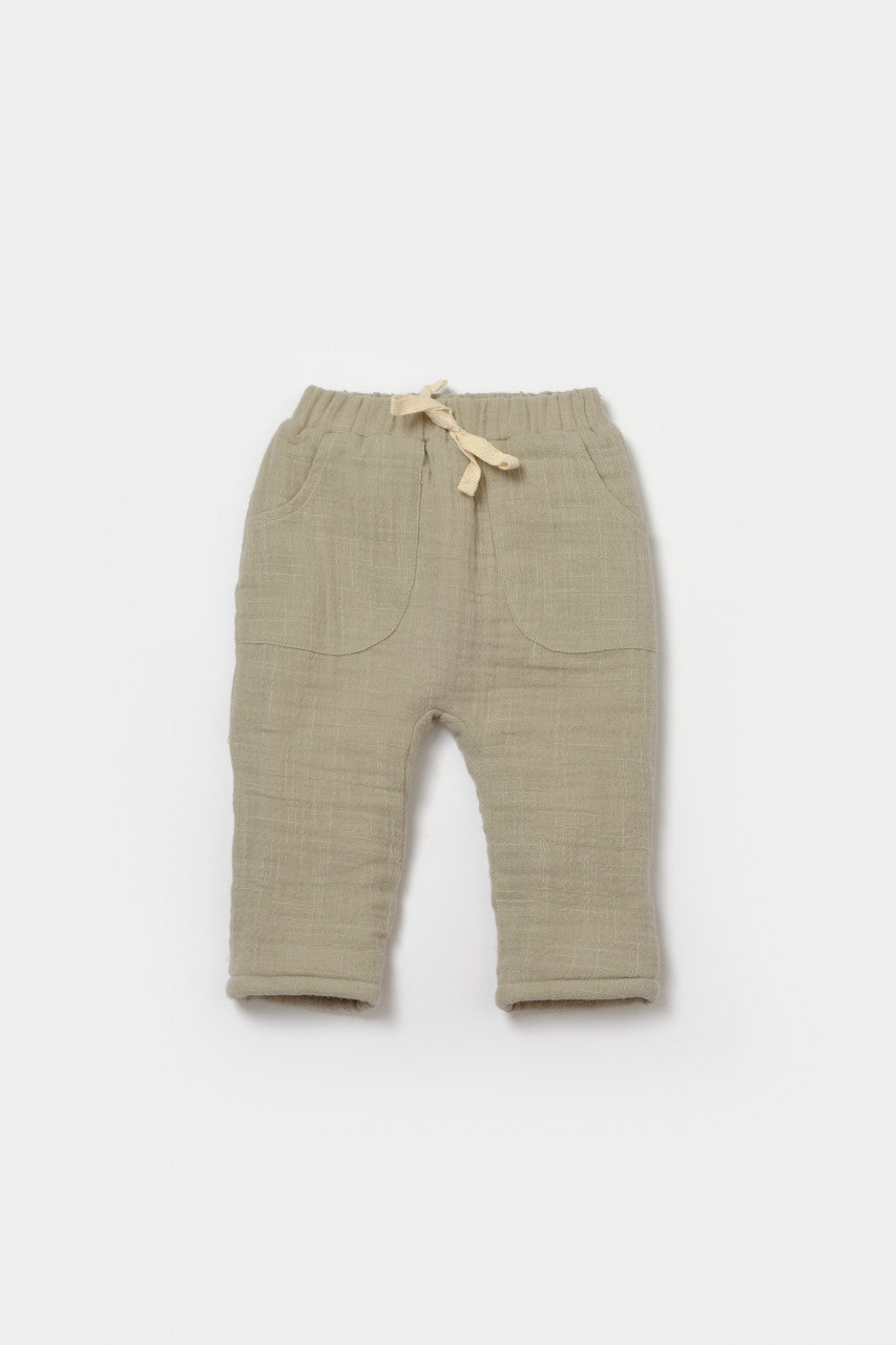 Set bluza dublata si pantaloni, Winter muselin- Verde, BabyCosy