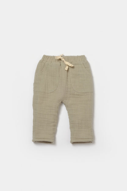 Set bluza dublata si pantaloni, Winter muselin- Verde, BabyCosy