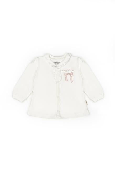 Set bluză și pantalon, Bow, BabyCosy, 100%bumbac organic, Powder