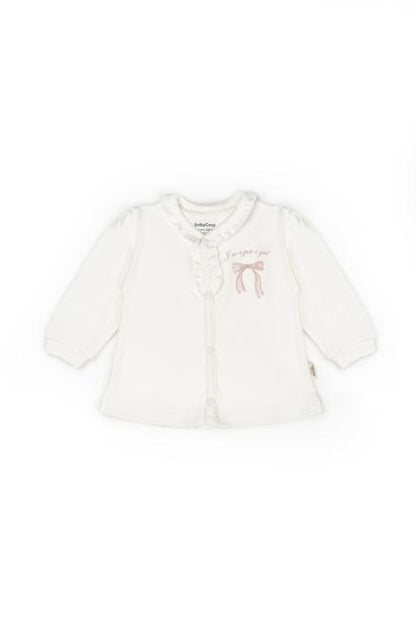 Set bluză și pantalon, Bow, BabyCosy, 100%bumbac organic, Powder
