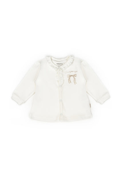 Set bluză și pantalon, Bow, BabyCosy, 100%bumbac organic, Stone