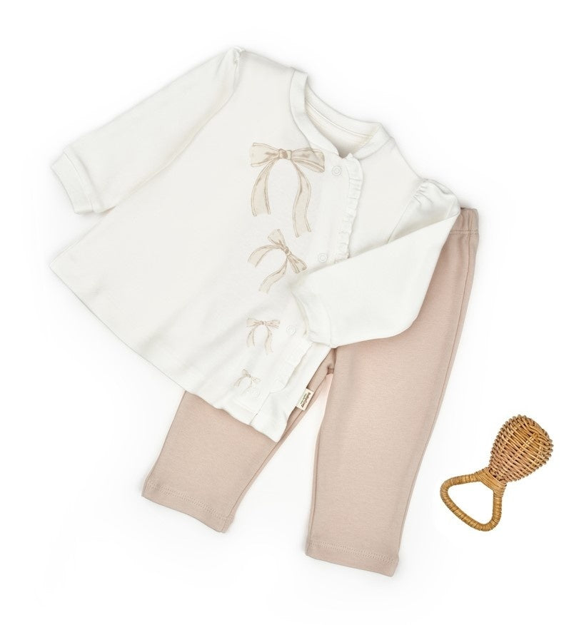 Set bluză și pantalonași, Bow, BabyCosy, 100%bumbac organic