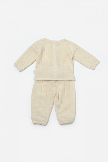 Set bluza si pantaloni, Winter muselin, 100% bumbac - Stone, BabyCosy