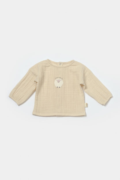 Set bluza si pantaloni, Winter muselin, 100% bumbac - Stone, BabyCosy
