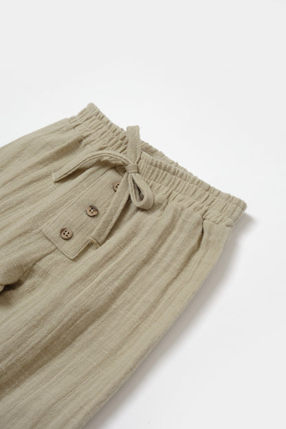 Set bluza si pantaloni, Winter muselin, 100% bumbac - Verde, BabyCosy